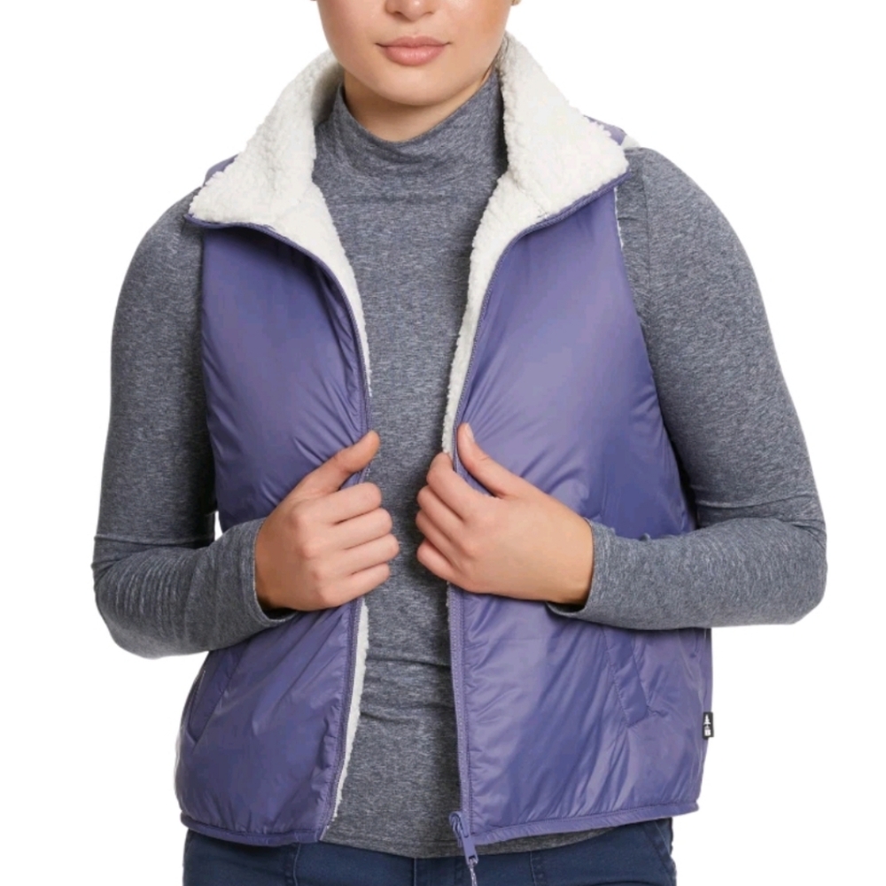 BASS OUTDOOR Womens White Reversible Sherpa Sleeveless Puffer Vest NWT $79 Sz M - Picture 2 of 10